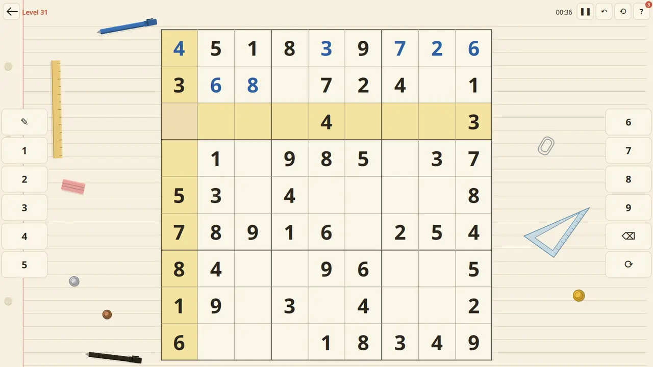 Ein Raetsel im Spiel, mit Notizen und Zahlenreihe